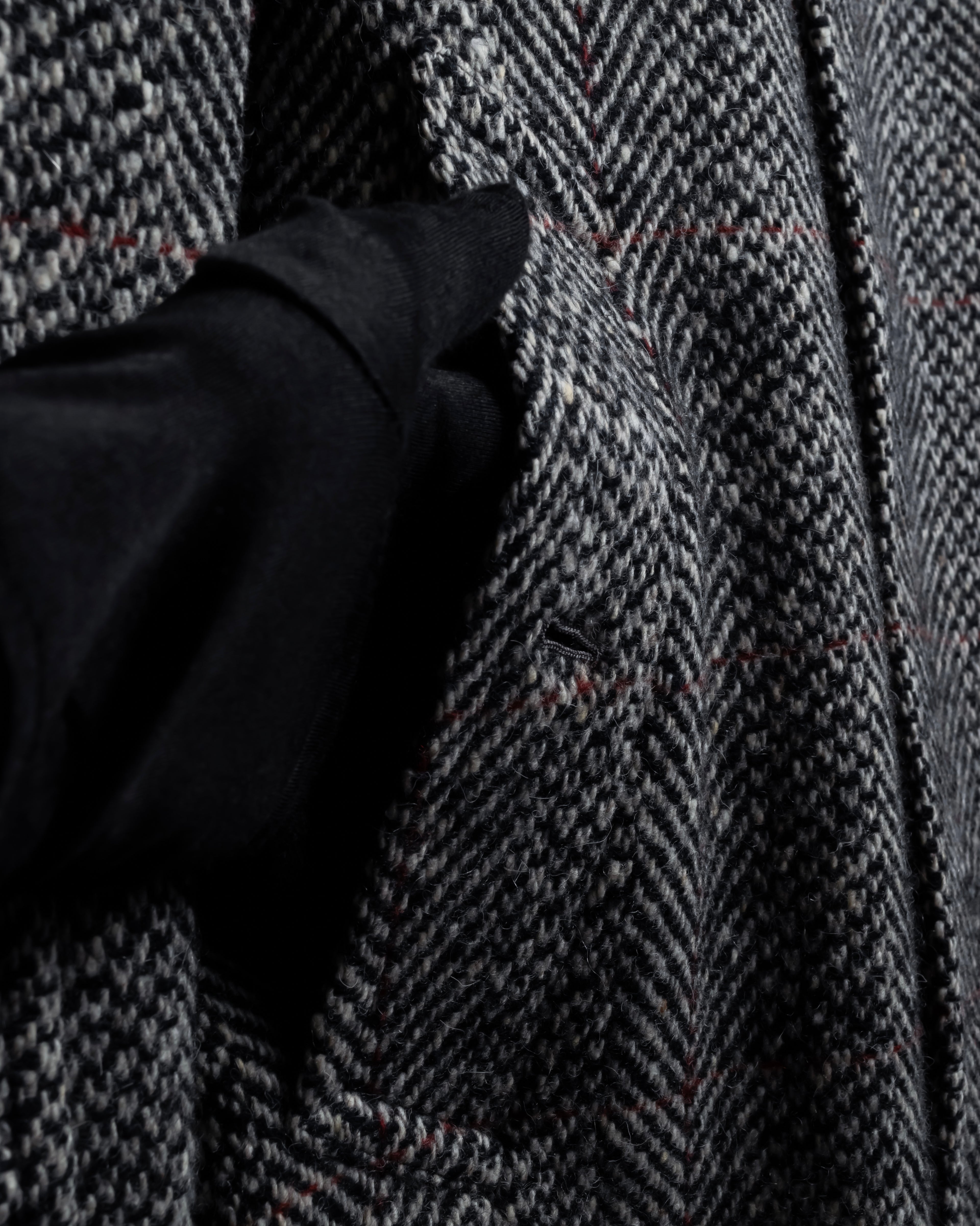 "BURBERRYS" British tweed fly front stand collar coat