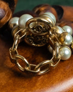 "Christian Dior" Pearl charm top chain link arm ring
