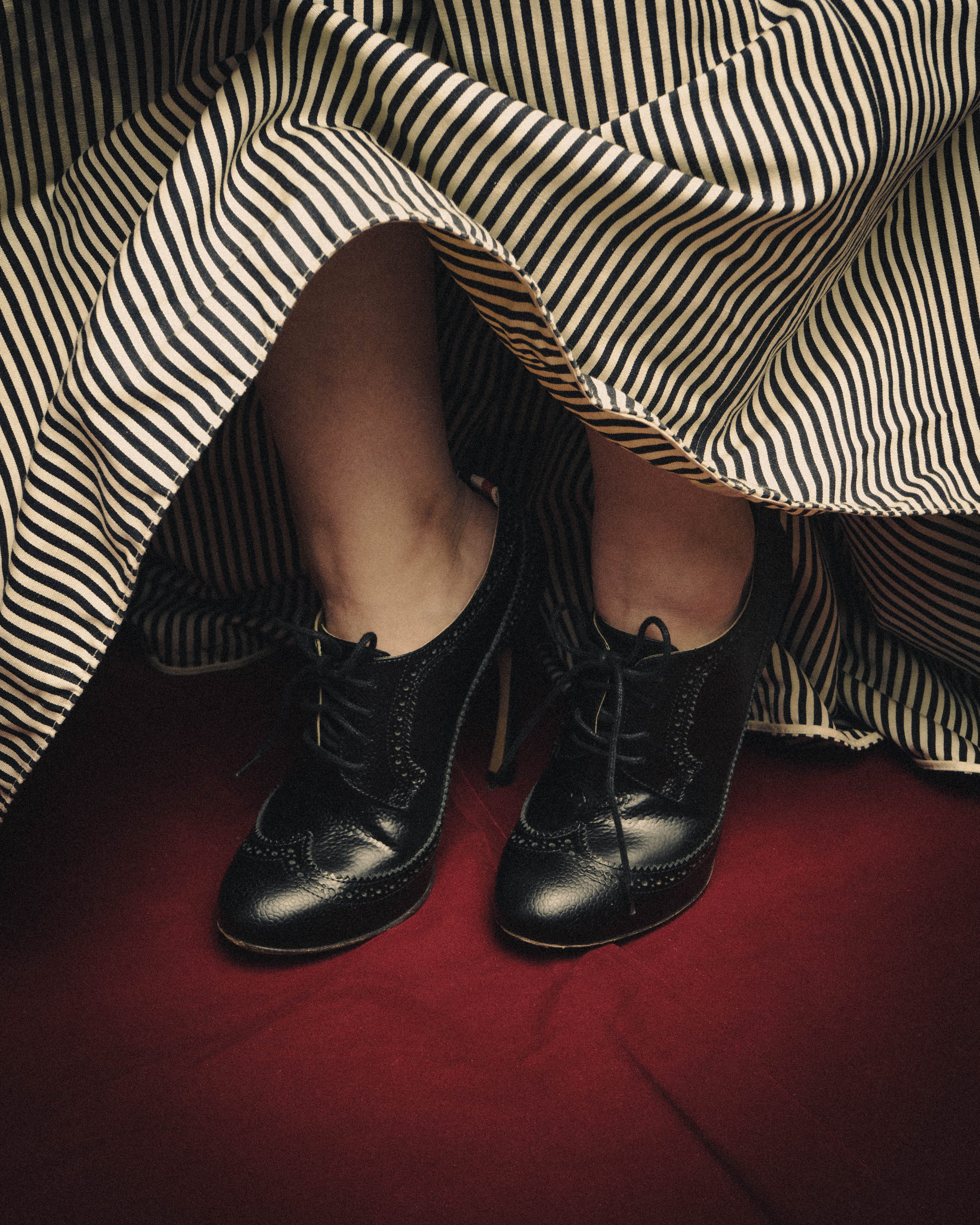 -SPECIAL- “Thom Browne” 2010’s- pebbled leather wingtip lace-up heels