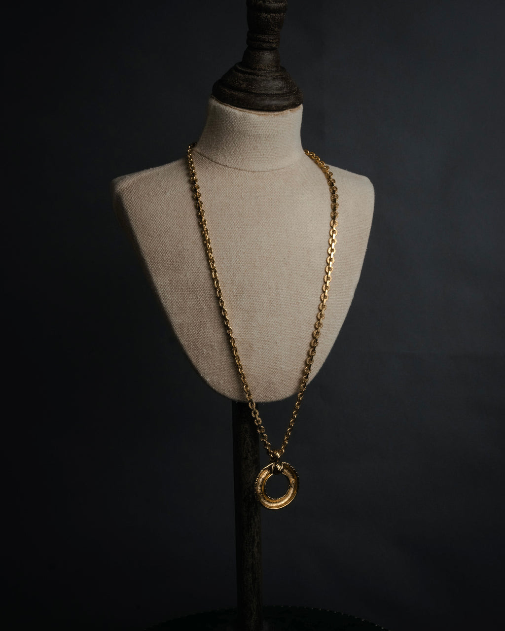 “Yves Saint Laurent” 1980’s-90’s Sculptural circle long necklace