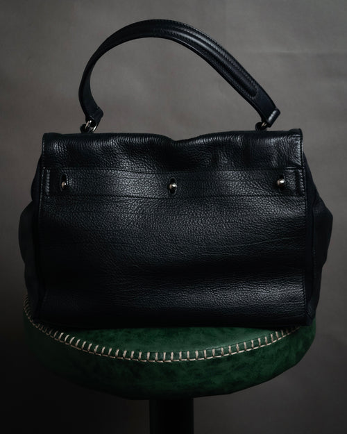 “YVES SAINT LAURENT” Late 2000s Muse Two grained leather flap hand bag