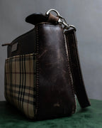 "BURBERRY" Nova check pattern leather combination shoulder bag