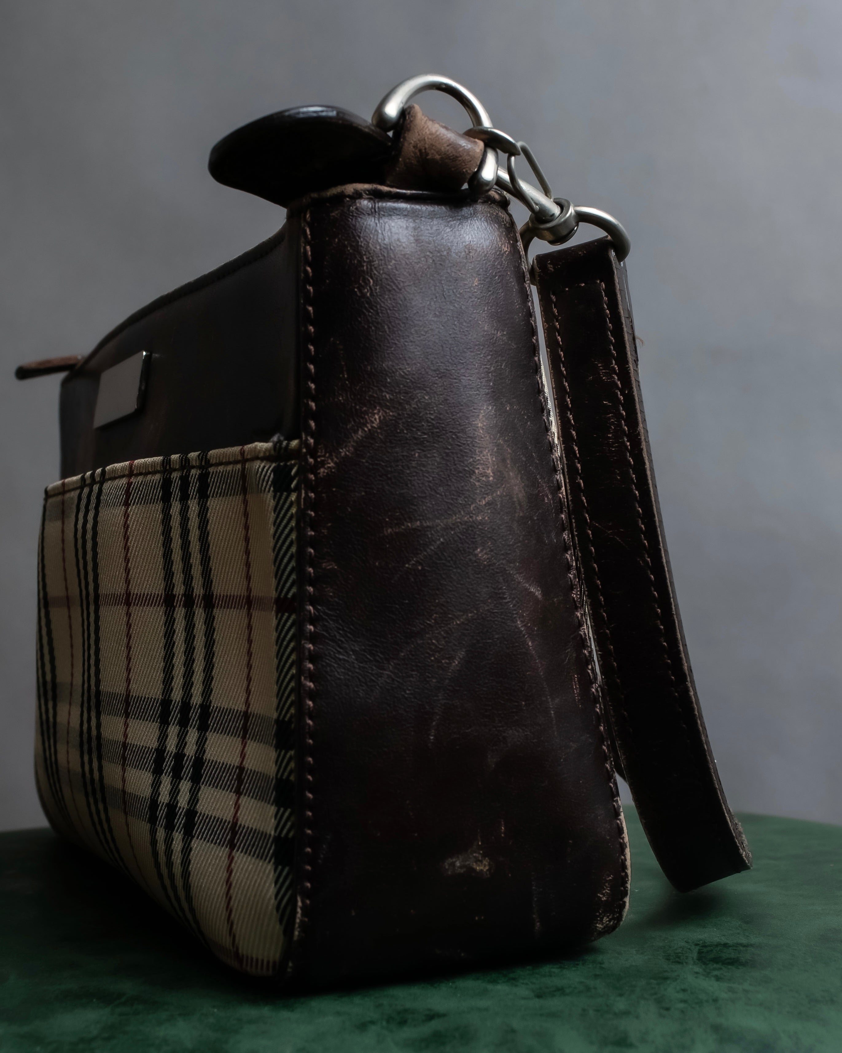 "BURBERRY" Nova check pattern leather combination shoulder bag