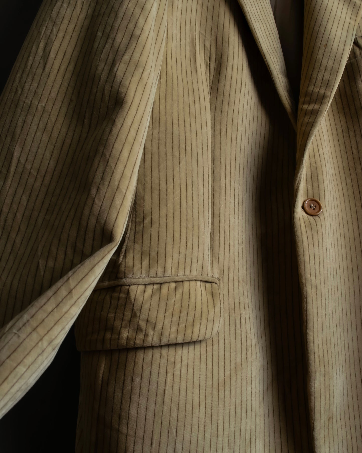 "Vintage brushed peak lapel 1 button tailored jacket"