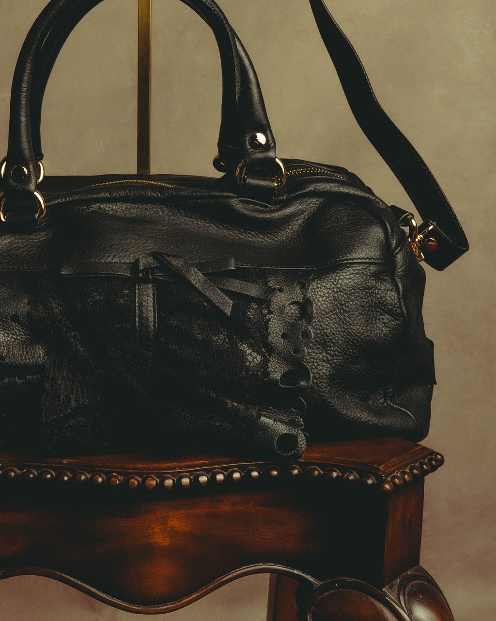 “RED VALENTINO” 2010’s lace bow leather two-way bag