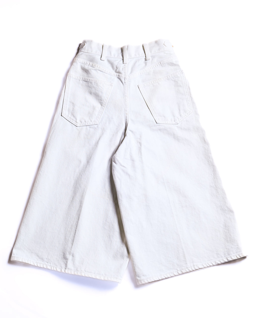 CELINE/ Triomphe Waist Designed Denim Shorts White