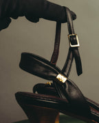 "CHANEL" 90's-00's Bow leather ankle strap sandals
