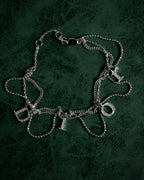 "Christian Dior" 00’s pavé letter charm multi chain bracelet