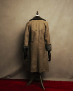 “LOEWE” 70’s-early 90’s Suede shearling belted long coat