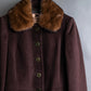 "Vintage fur collar waist shape A-line coat"