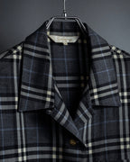"BURBERRYS" Gold metal button design check pattern wool shirt