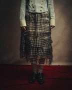 -SPECIAL- "tricot COMME des GARÇONS" 07SS Gingham check sheer tiered ruffle skirt