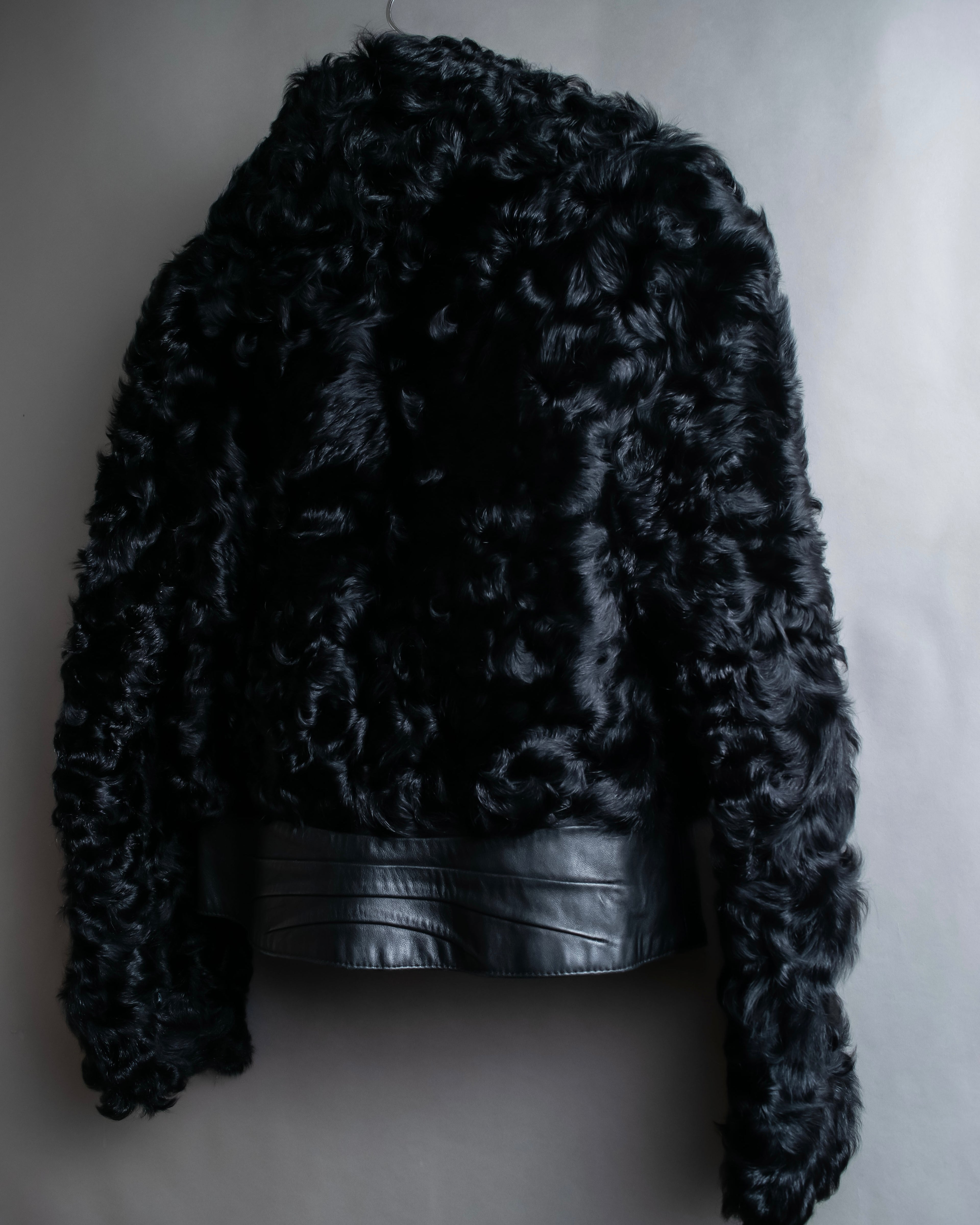 "HERMITAGE" Box silhouette double zipper fur blouson