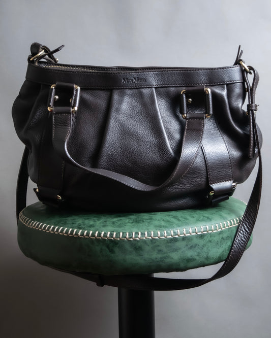 "Max Mara" Horizontal tuck design 2way leather bag