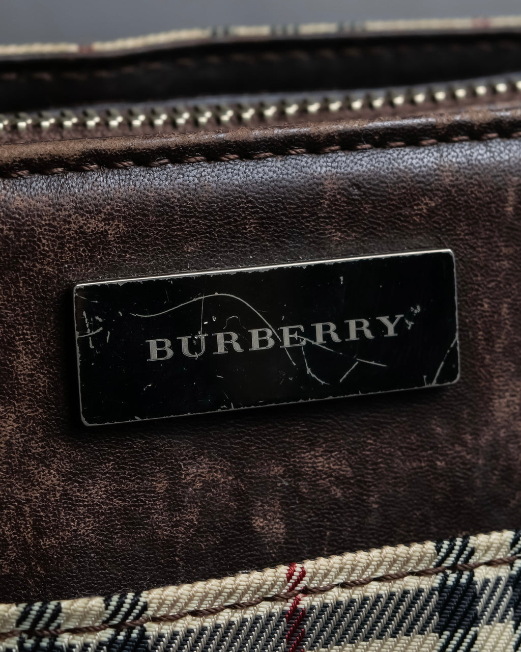 "BURBERRY" Nova check pattern leather combination shoulder bag