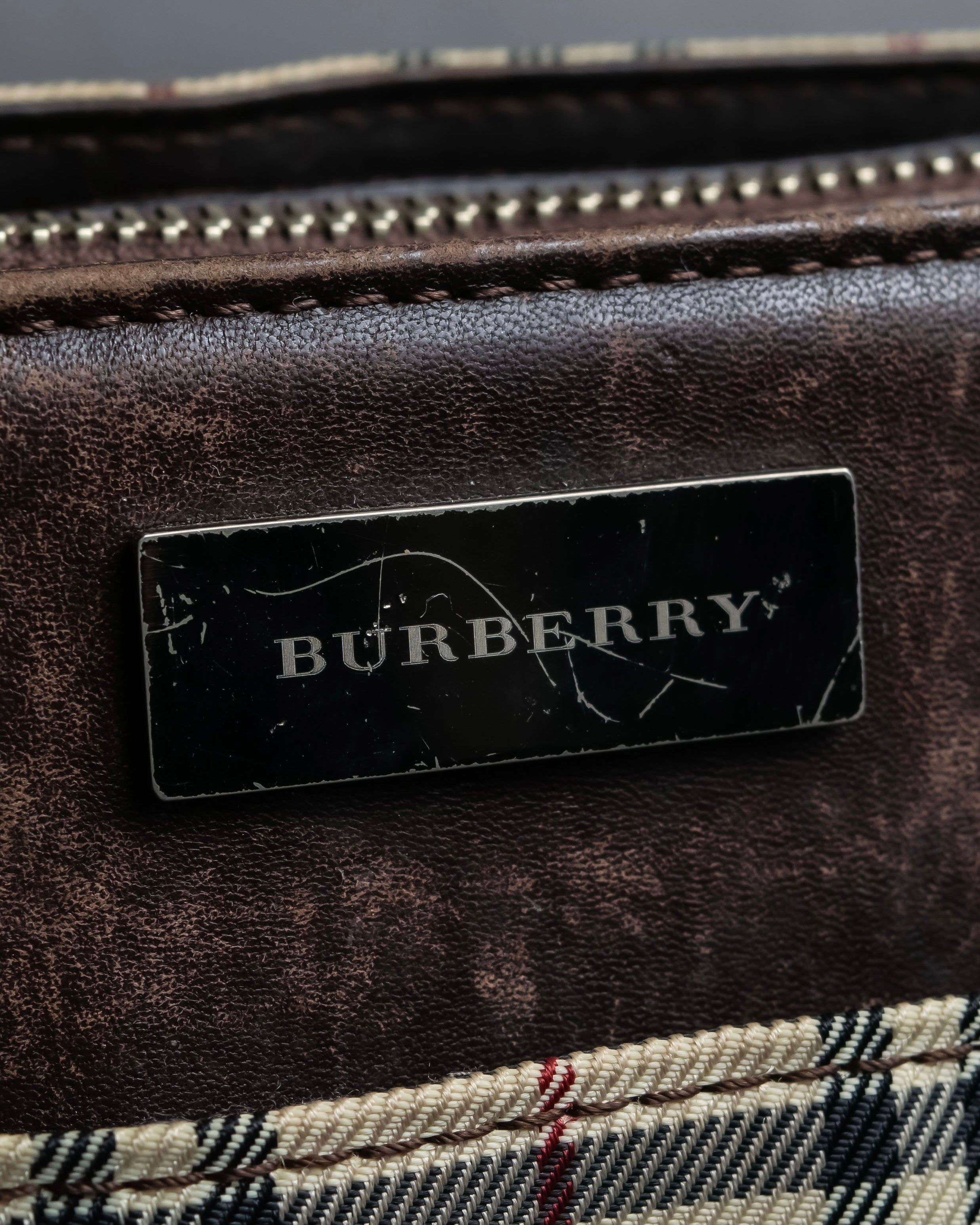 "BURBERRY" Nova check pattern leather combination shoulder bag