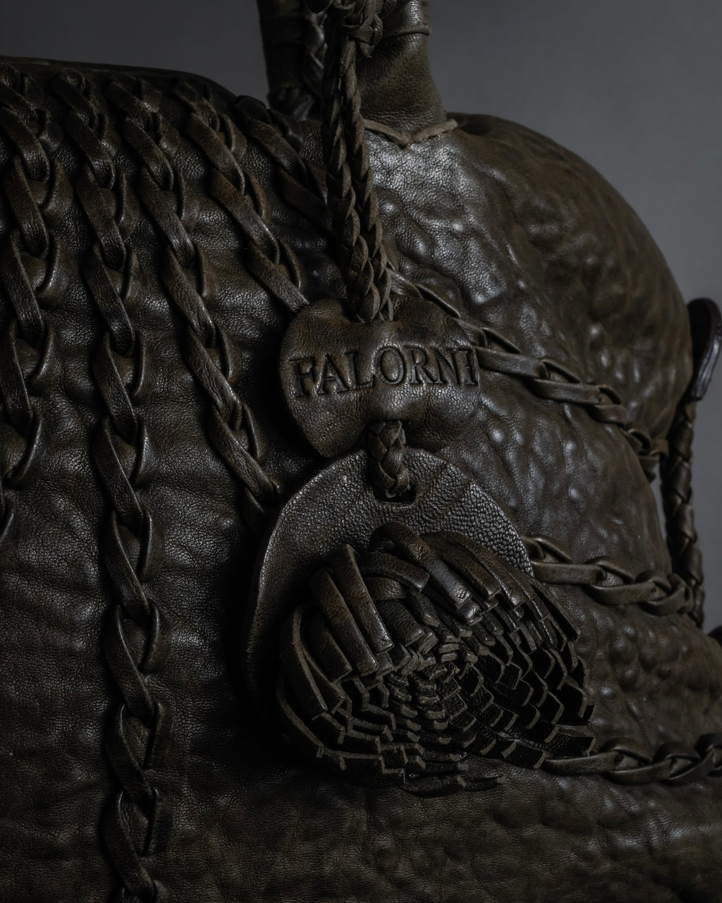 "FALORNI" Braided leather dome boston bag