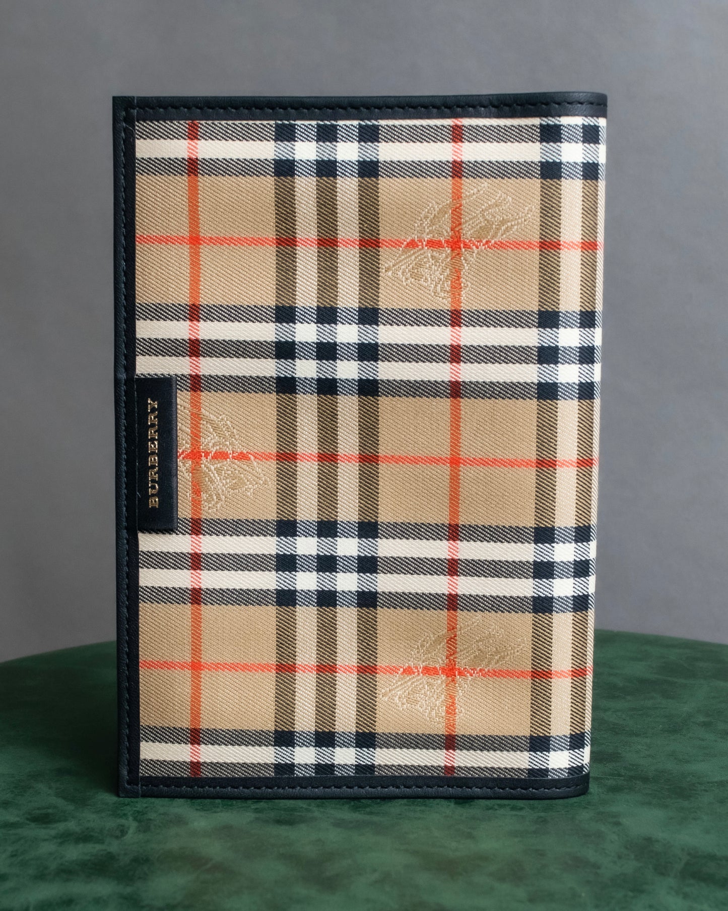 "BURBERRY" Nova check & horse riding knight pattern leather notebook cover