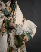 “Salvatore Ferragamo” 90’s Botanical fringe shawl