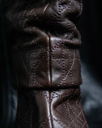 “Christian Dior” Brown Cannage leather long boots