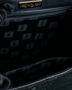 "YVES SAINT LAURENT" Braided stitch design crocodile embossed leather one-handle bag