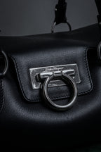 "Salvatore Ferragamo" Gancini motif design leather bowling bag