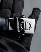 "Christian Dior" Silver stud detail narrow leather belt