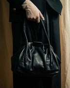 "Salvatore Ferragamo" Draping design lace-up detail leather bag
