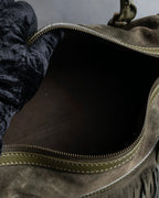 "BURBERRY" Olive green fringe design boston bag