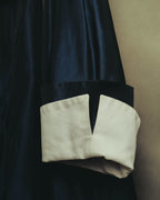 "CELINE" 70's-80's Dramatic contrast collar long coat