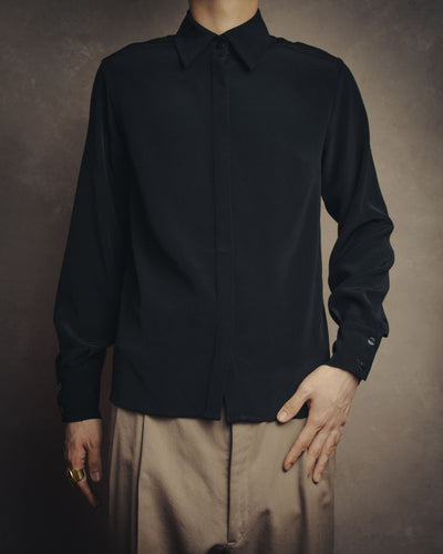 -SPECIAL- “CHANEL” 20SS Uniform fly front black shirt