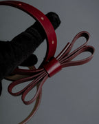 "RED VALENTINO" Bow motif Rosso color leather narrow belt