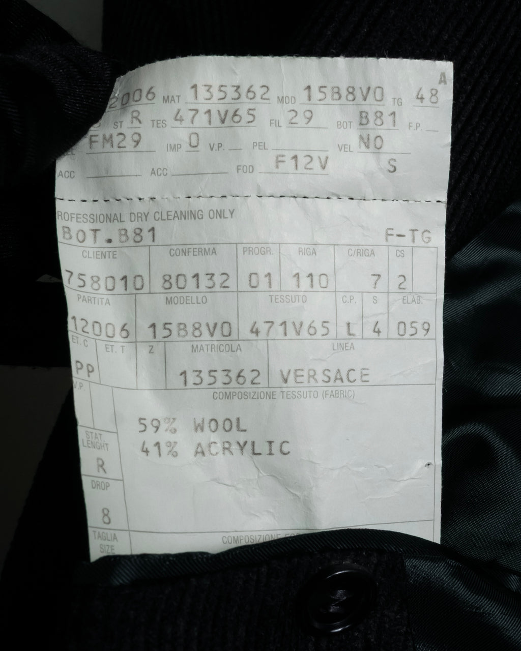 “Gianni Versace” 80’s-90’s Shadowed-texture tailored jacket