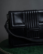 "YVES SAINT LAURENT" Straight ridge design square forum leather bag