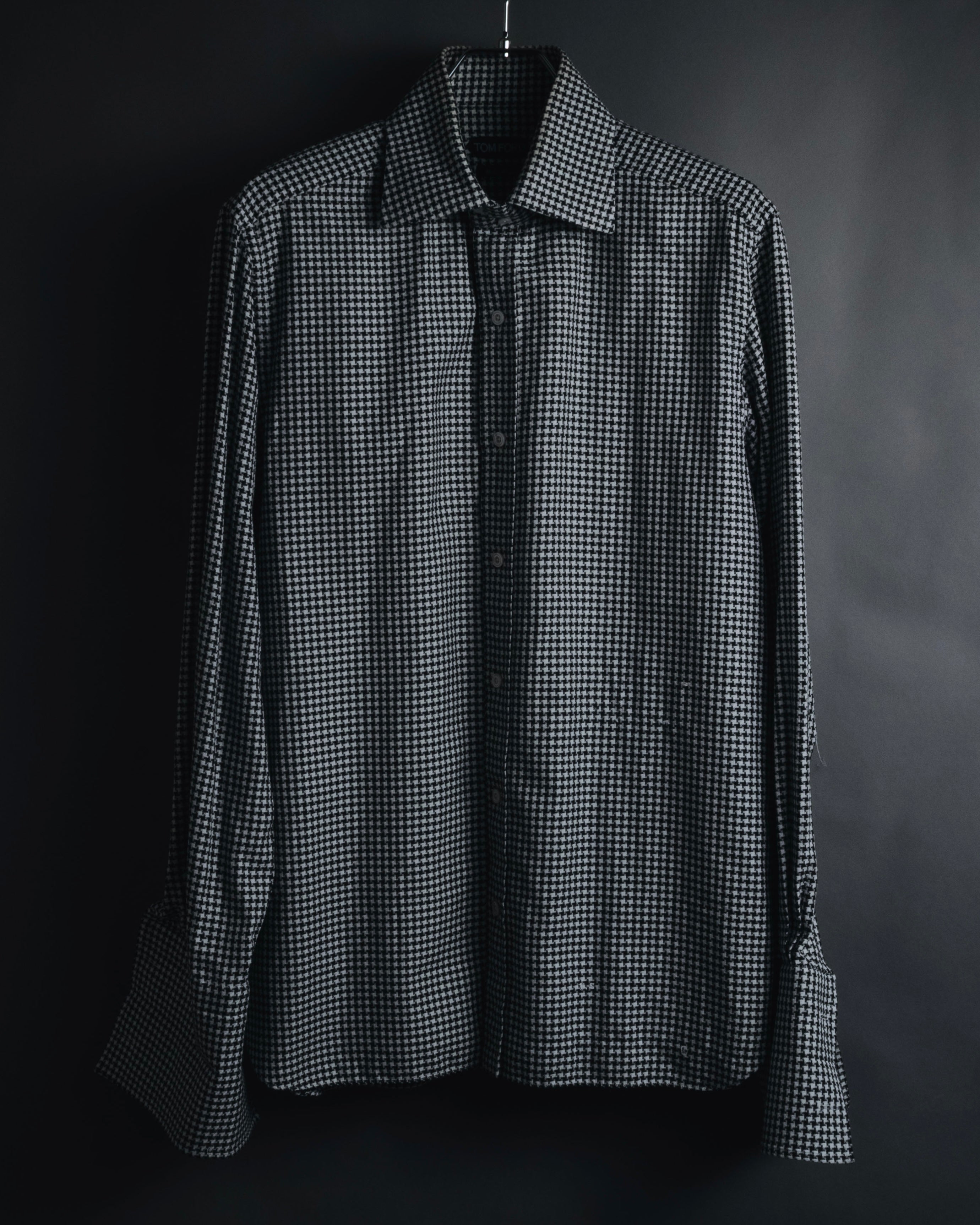 "TOM FORD" 2007-2015 houndstooth wide-collar dress shirt