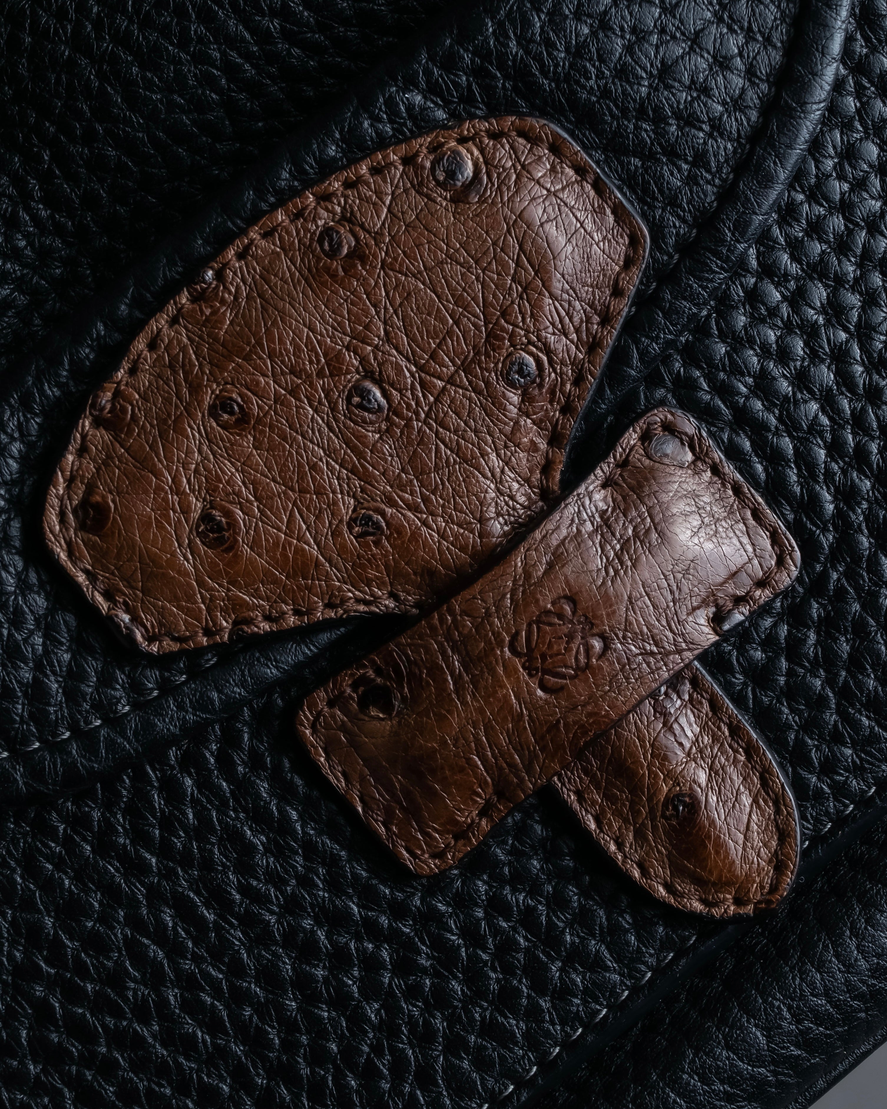 "LOEWE" Flap pocket design ostrich leather bag