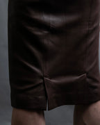 "Hermes by Gaultier" Round Pocket Wine Red Leather Skirt