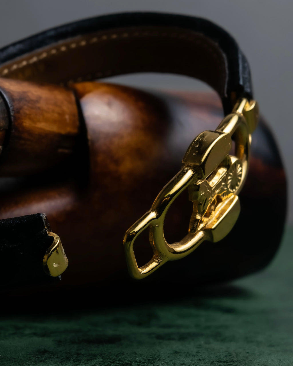 "CELINE" Horse-drawn carriage motif buckle leather bracelet