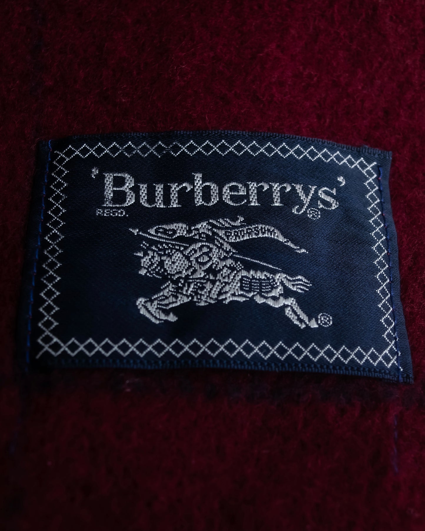 "BURBERRYS" Burgundy color check pattern large muffler