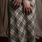 "BURBERRY" Nova check pattern leather piping design cropped skirt