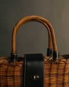 “BURBERRY BLUE LABEL” 00’s Rattan check lining basket bag
