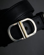 "Christian Dior" Logo buckle slim leather belt
