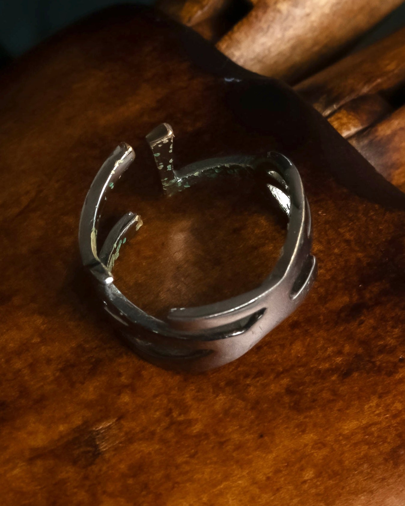 "Saint Laurent" YSL typography motif silver ring