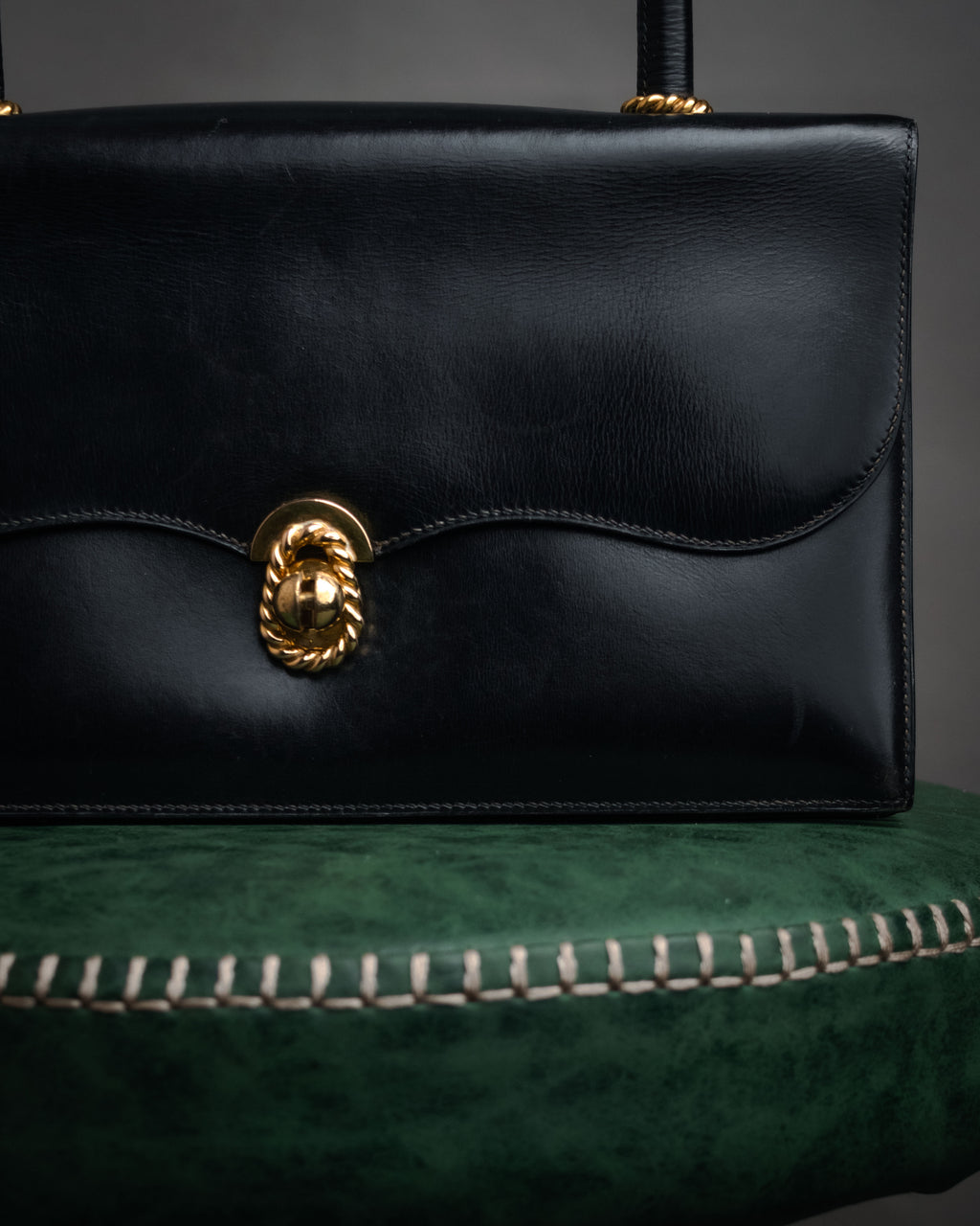 –SPECIAL– “HERMES” 50’s-60’s Escale box calf top handle bag