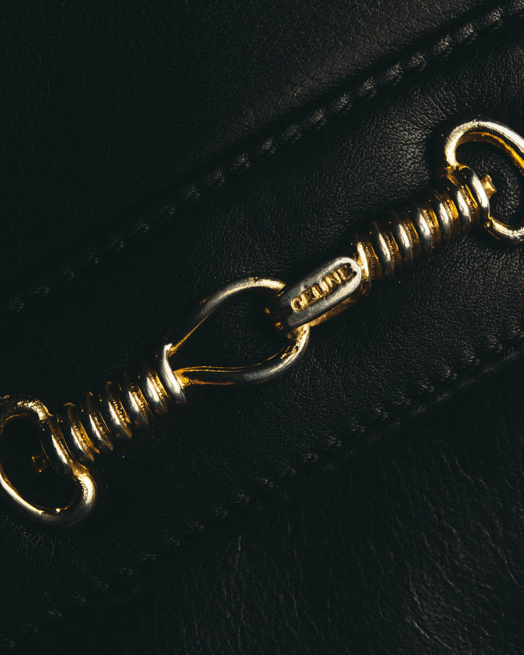 "CELINE" 70's-80's Classic horsebit leather shoulder handbag