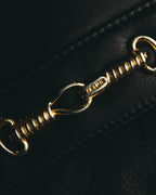"CELINE" 70's-80's Classic horsebit leather shoulder handbag