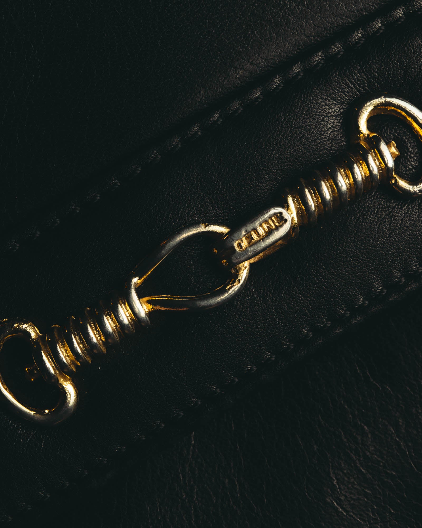 "CELINE" 70's-80's Classic horsebit leather shoulder handbag