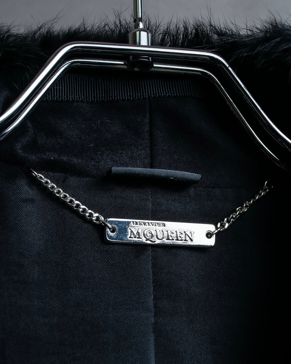 "Alexandar McQueen" Fur trimmed design shaped tailored jacket