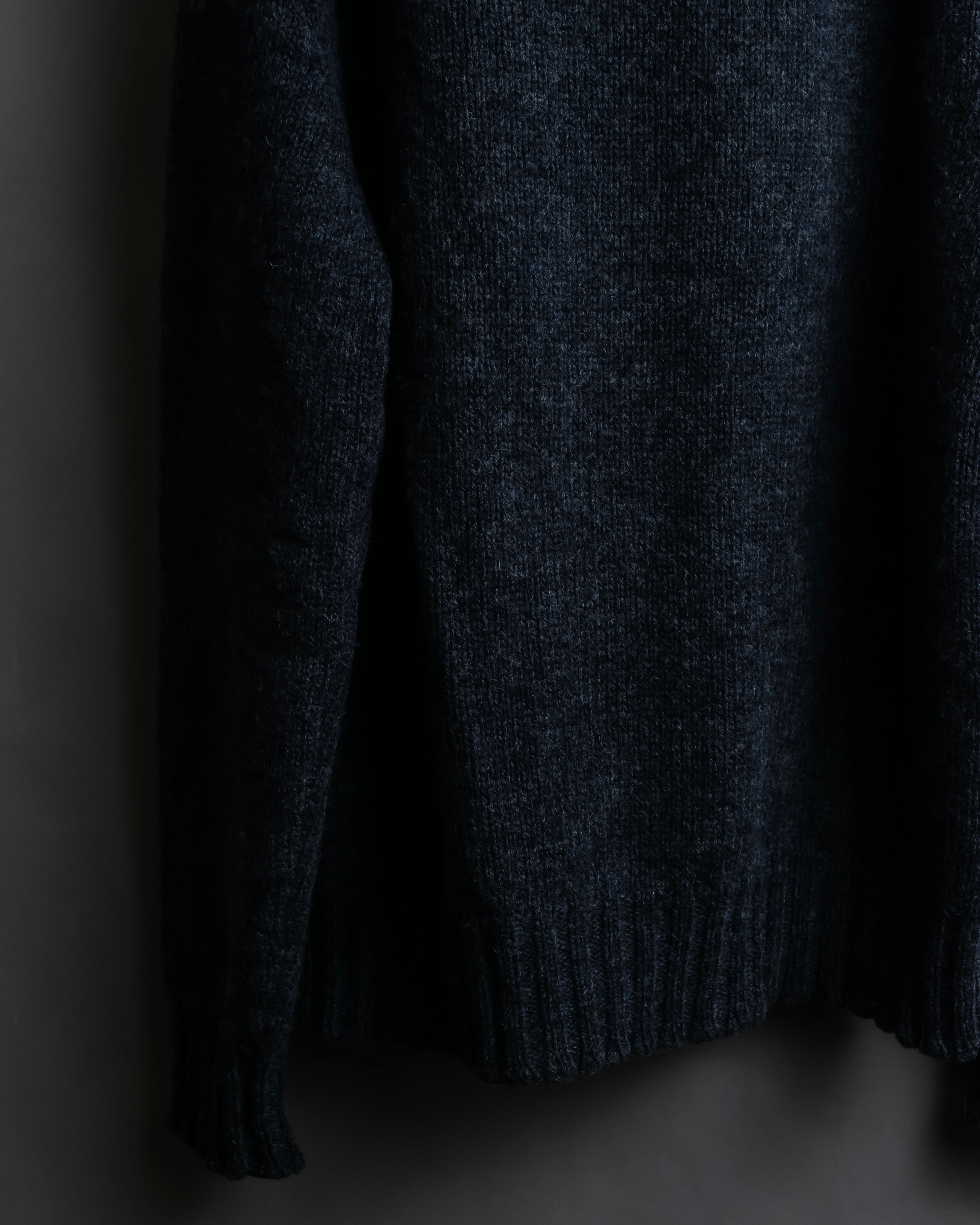 "Saint Laurent" Long-haired wool charcoal tone knit pullover