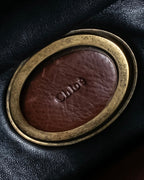 "Chloe" Horizontal design bicolor one handle leather purse bag